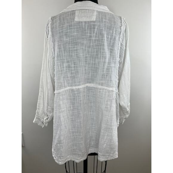 We The Free Ivory Button Down Long Sleeve Cotton Collared Shirt Size XS - Picture 5 of 8